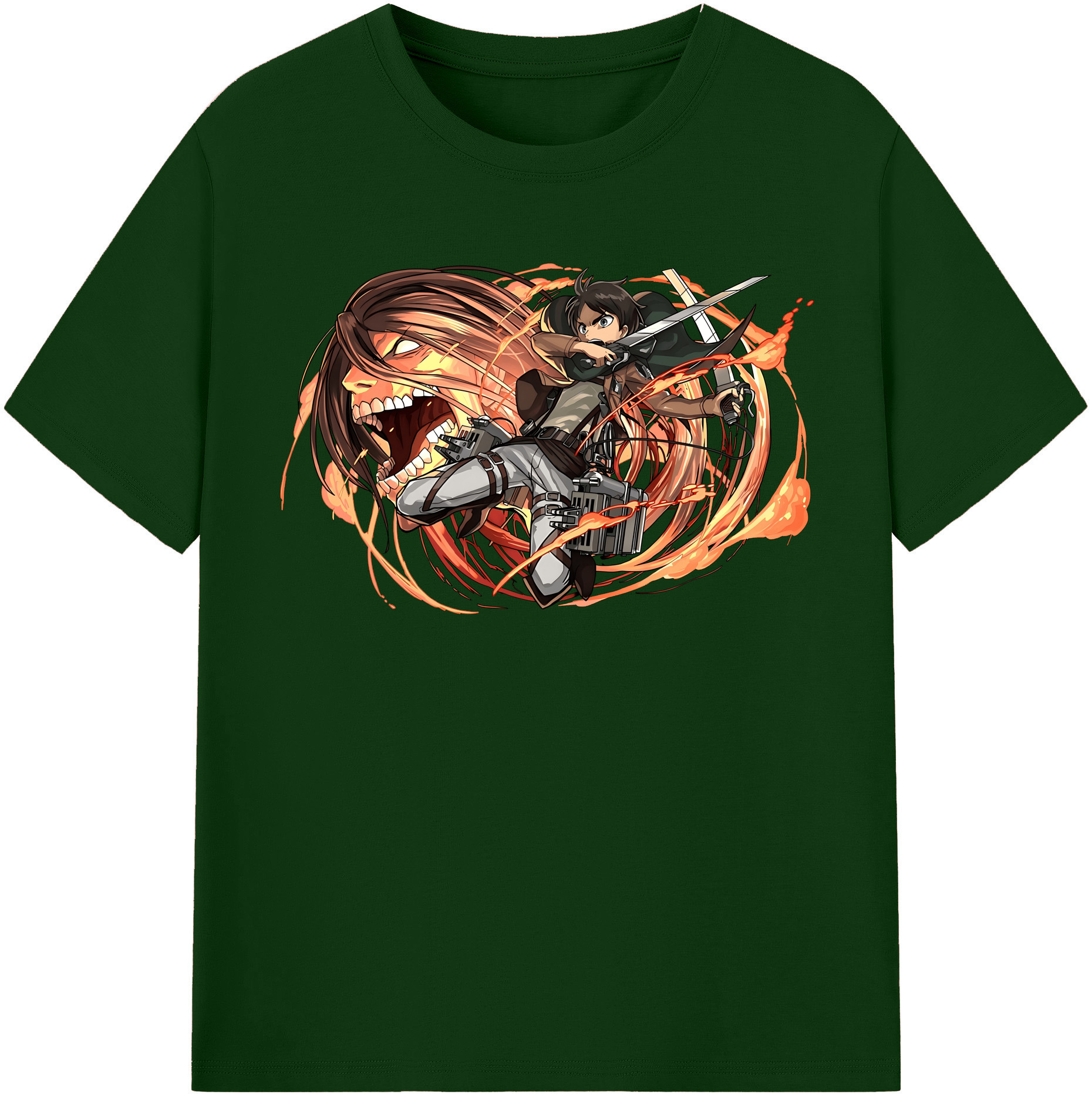（画像用） 進撃の巨人 エレン･イェーガー Attack on Titan Eren Jäger 綿100％半袖Tシャツ（フロントプリント）